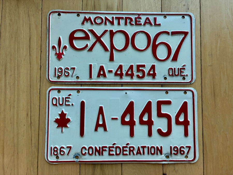 1967 Pair of Quebec License Plates