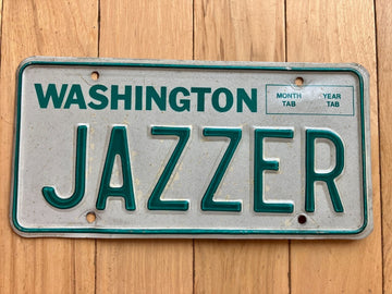 1980s Embossed Washington State Vanity License Plate - JAZZER (Not YOM)