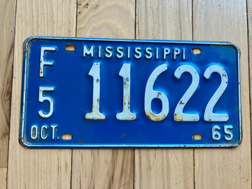 1965 Mississippi F5 License Plate