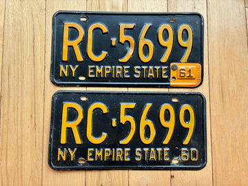 Pair of 1960 1961 New York License Plates