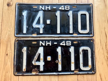 1948 New Hampshire License Plate Pair - Some Touch Up