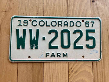 1967 Colorado Farm License Plate