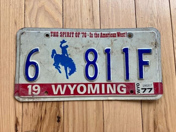 1975 Base Wyoming Truck License Plate W/ No Border