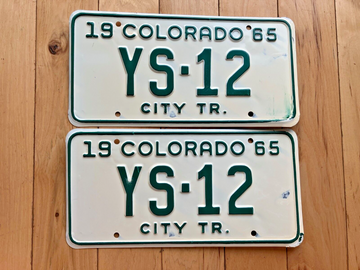Pair of 1965 Colorado City Tractor License Plates