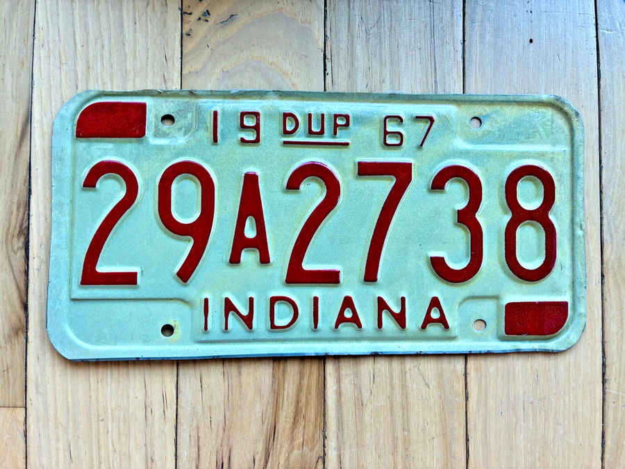 1967 Indiana Duplicate License Plate