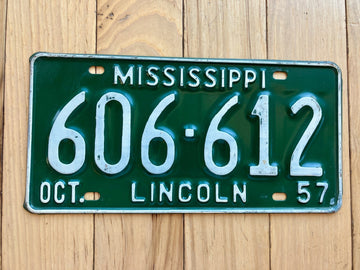 1957 Mississippi Lincoln County License Plate