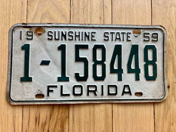 1959 Florida License Plate - Numbers YOM Clear