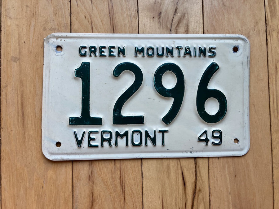 1949 Vermont License Plate
