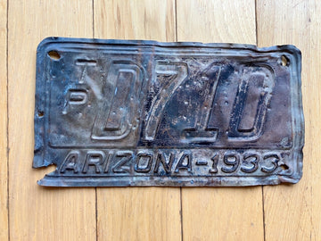 1933 Arizona Pneumatic Tire Trailer (Copper) License Plate - Fairly Rare