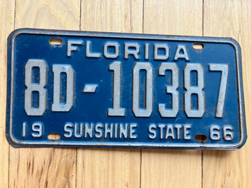 1966 Florida License Plate - Numbers YOM Clear