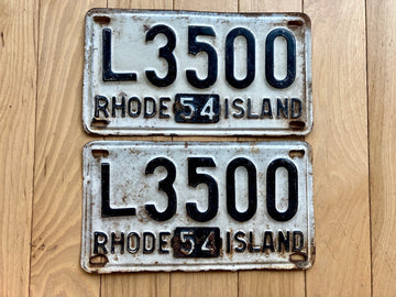 Pair Of 1954 Rhode Island License Plates