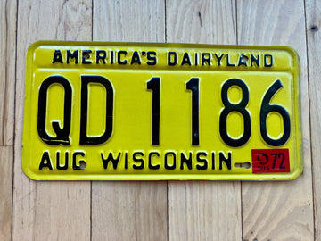 1972 Wisconsin License Plate