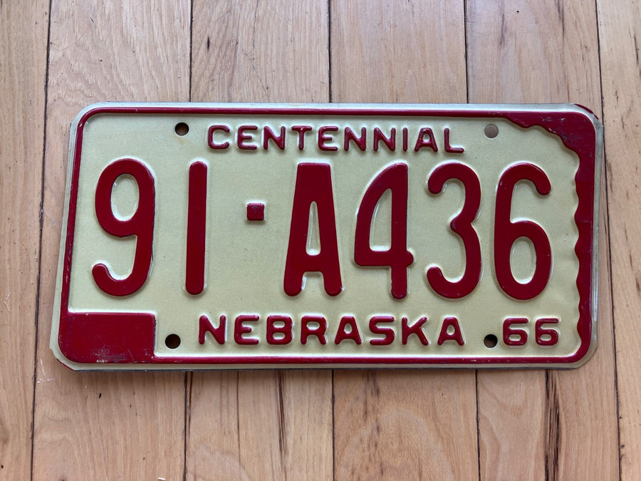 1966 Nebraska Centennial License Plate