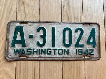 1942 Washington State King County License Plate