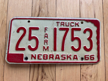 1966 Nebraska Farm Truck License Plate