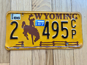 1986 1987 Wyoming License Plate