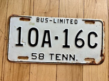 1958 Tennessee Bus Limited License Plate