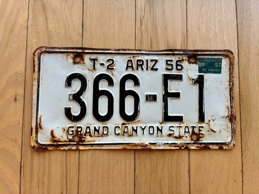 1956 1957 Arizona Trailer License Plate - Numbers MVD YOM Clear