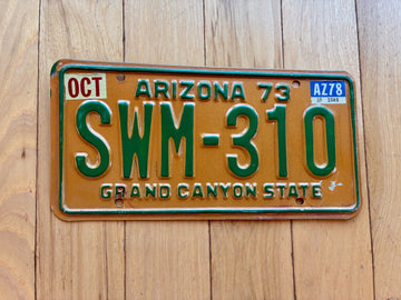 1973 Arizona License Plate W/ 1978 Tab- MVD YOM Clear