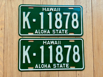 1961-1968 Pair of Kauai Hawaii License Plate