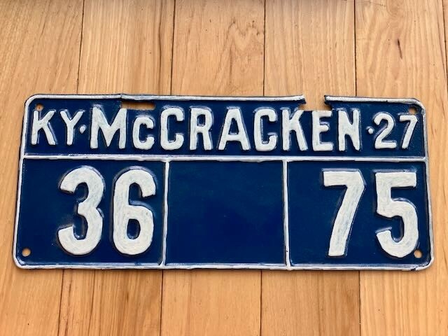 1927 Kentucky McCracken County License Plate- Repainted