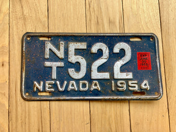 1954 Nevada License Plate W/ 1955 Tab