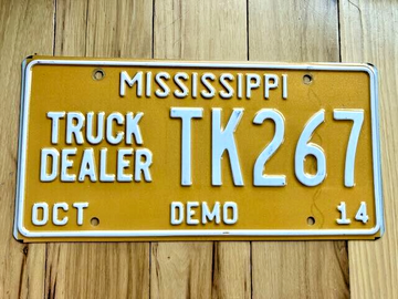 2014 Mississippi Truck Dealer Demo License Plate