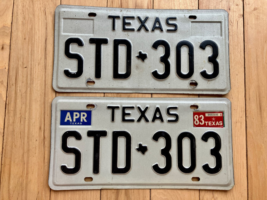 Pair of 1983 Texas License Plates - Check With DMV For YOM - STD 303
