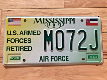 Mississippi US Armed Forces Retired, Air Force - License Plate