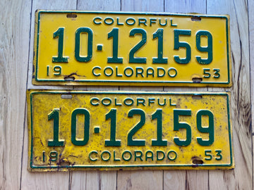 Pair of 1953 Colorado License Plates