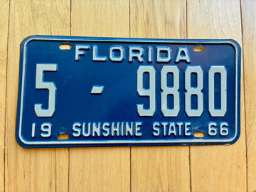 1966 Florida License Plate - Numbers YOM Clear