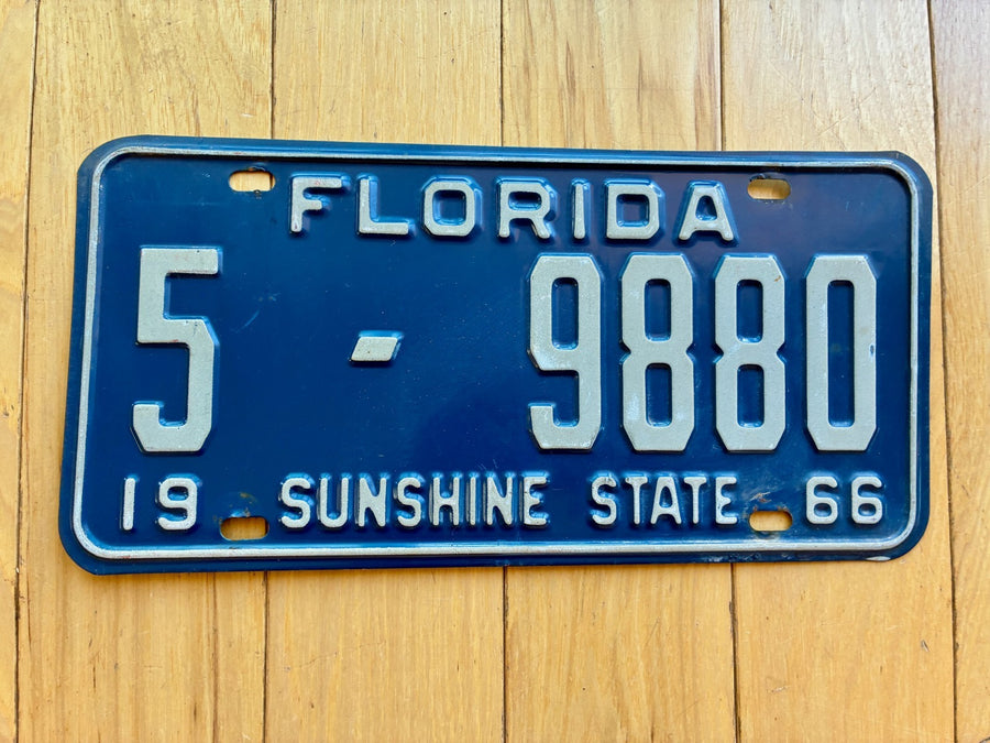 1966 Florida License Plate - Numbers YOM Clear