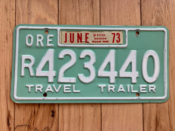 1973 Oregon Travel Trailer License Plate