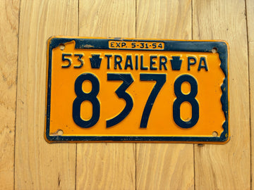1953 Pennsylvania Trailer License Plate