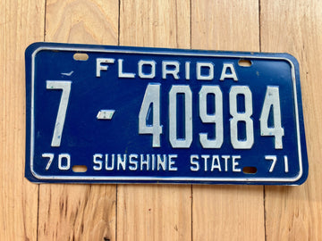 1970 1971 Florida License Plate - Numbers YOM Clear