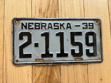 1939 Nebraska License Plate