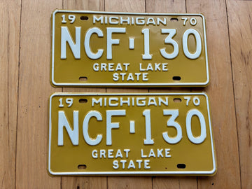 1970 Pair of Michigan License Plates