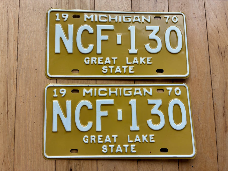 1970 Pair of Michigan License Plates