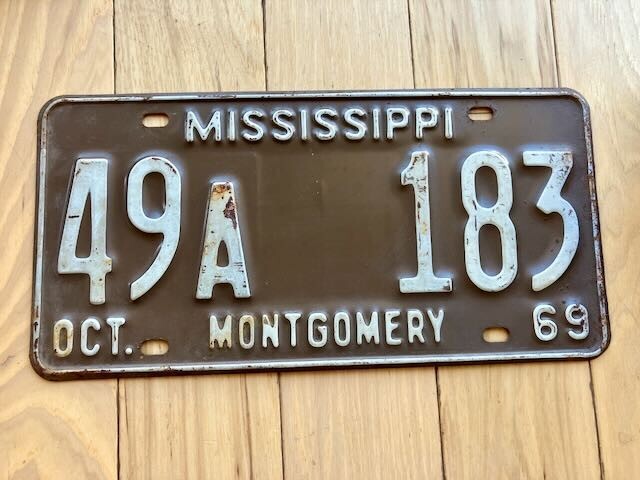 1969 Mississippi Montgomery County License Plate