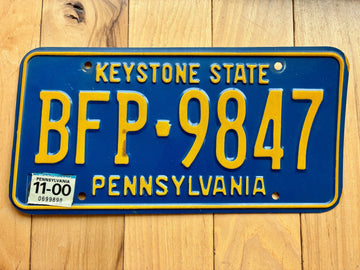 2000 Pennsylvania License Plate