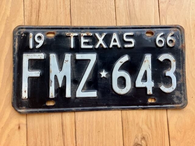 1966 Texas License Plate