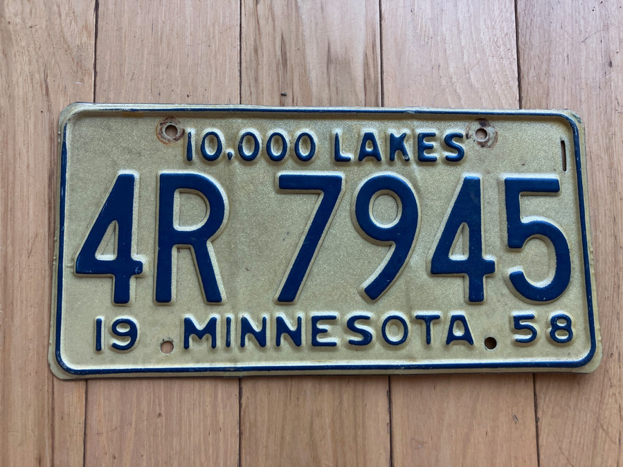 1958 Minnesota License Plate