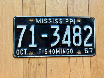 1967 Mississippi Tishomingo County License Plate