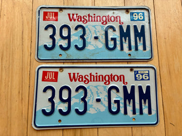 1996 Pair of Washington State License Plates - Check With DOL First For YOM