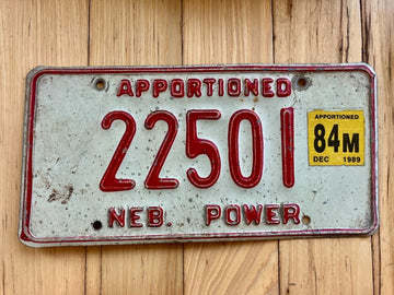 1989 Nebraska Power License Plate