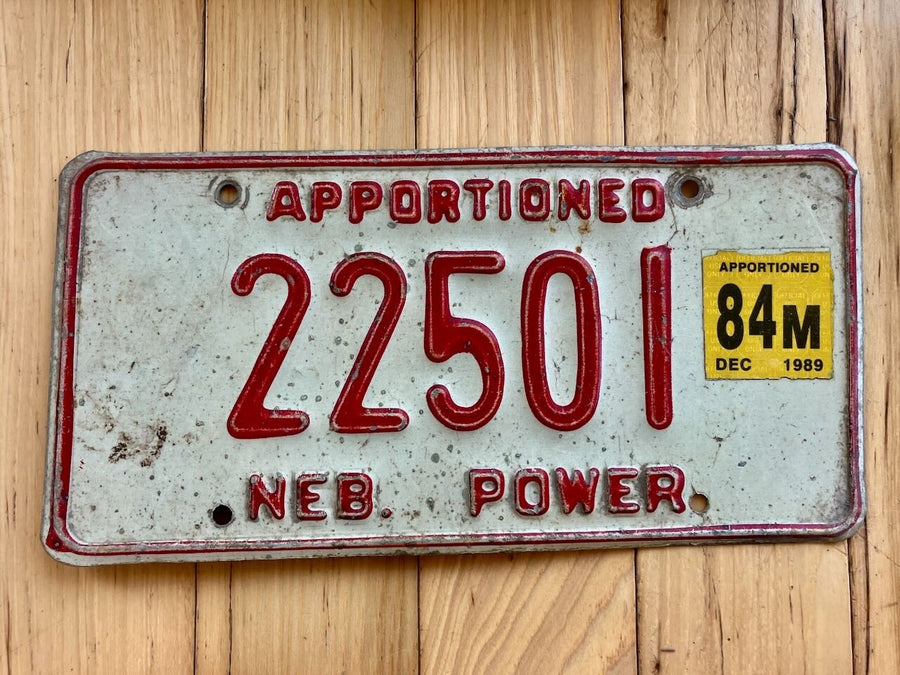 1989 Nebraska Power License Plate
