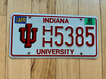 2002 Indiana University License Plate