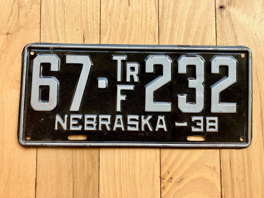 1938 Nebraska Farm Trailer License Plate