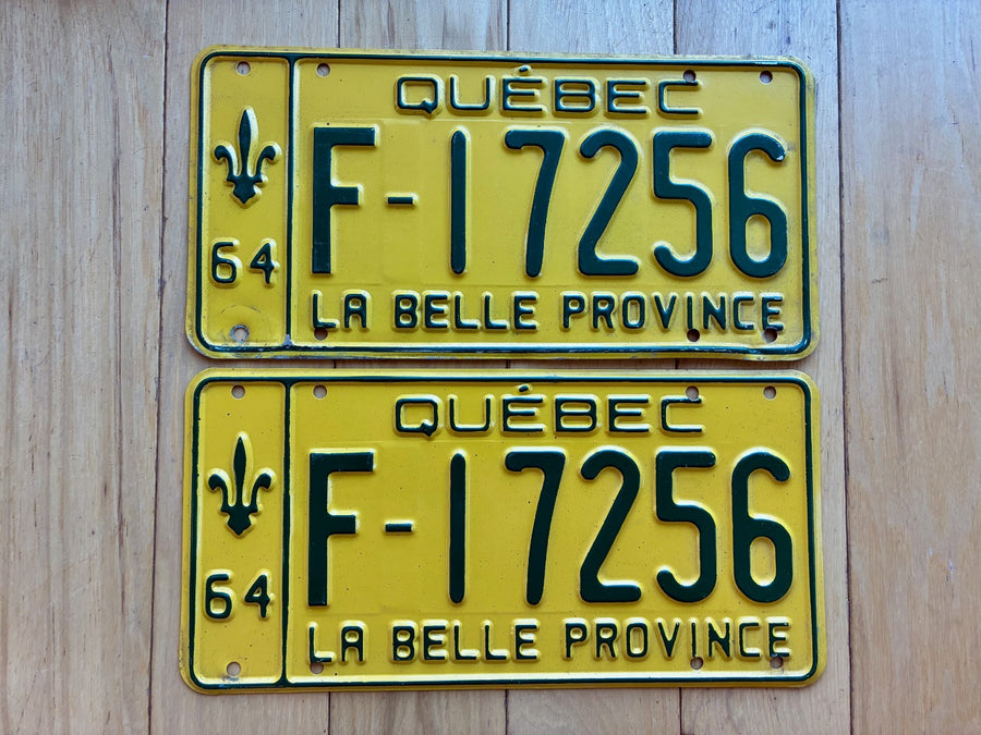 1964 Pair of Quebec Truck License Plates