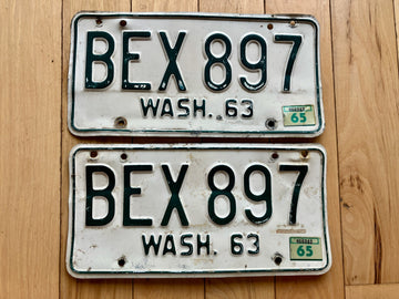 Pair Of 1963 Washington License Plates W/1965 Tabs - Check With DOL For YOM
